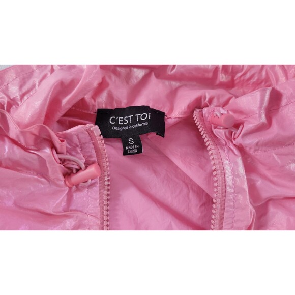 C'est Toi Pink Iridescent Windbreaker Jacket w/ Pockets Women's Small Y2K Sporty - Picture 3 of 12